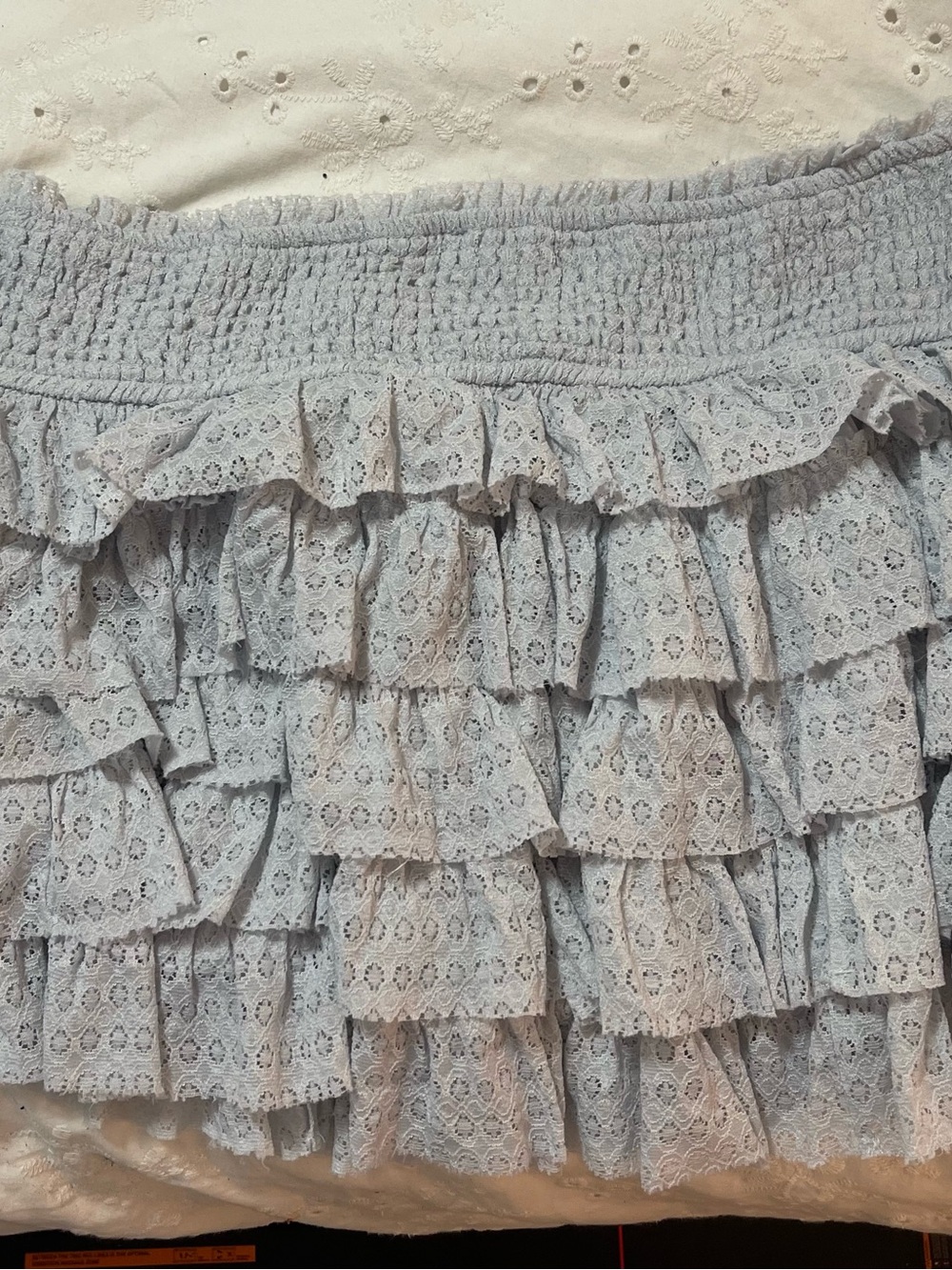 American Eagle Outfitters Light Blue Lace Ruffle Mini Skirt